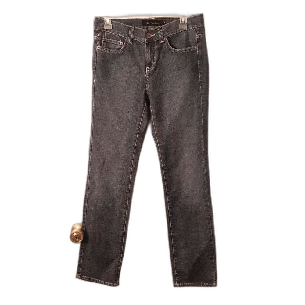 Calvin Klein jeans women's 2 medium wash Denim Straight Leg blue mid rise xs